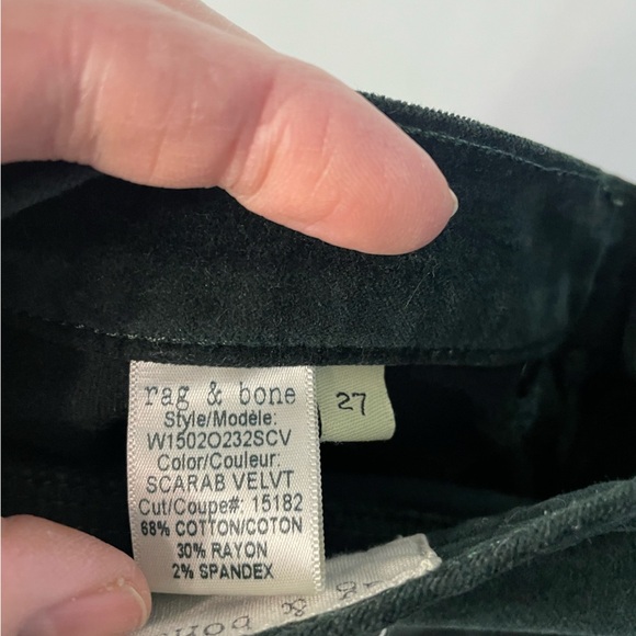 Rag & Bone Ankle Skinny Fit Stretch Pants Green Velvet Womens Sz‎ 27 - Picture 7 of 8